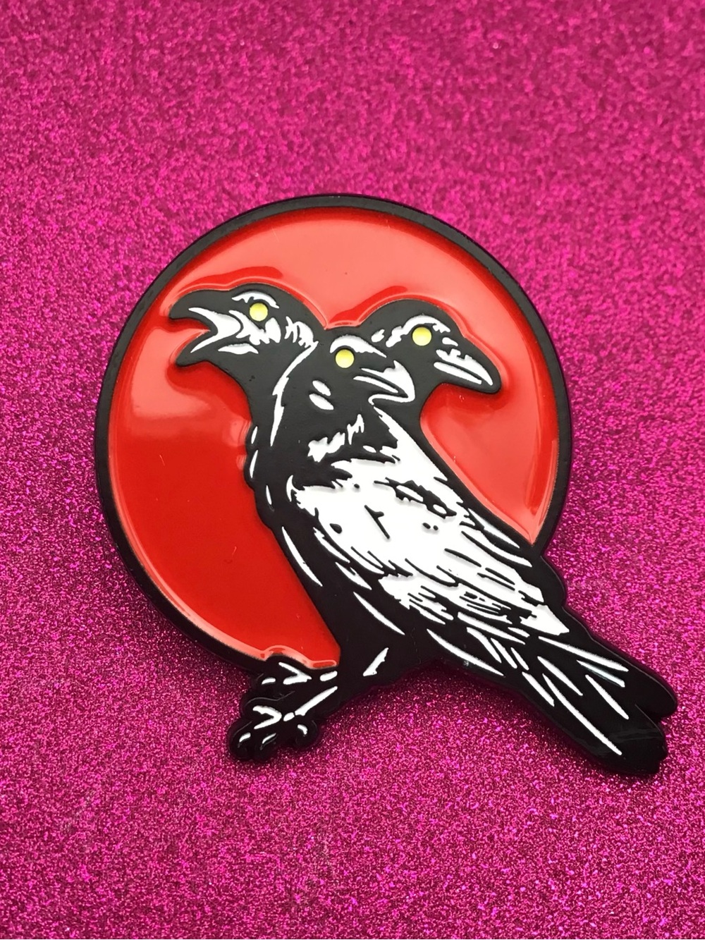 Three-Headed Raven Enamel Pin
